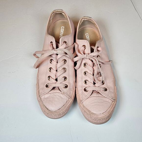 Converse All Star Pink Leather Lace Up Sneaker Men's 7 Women's 9 Pastel Goth - Picture 3 of 11